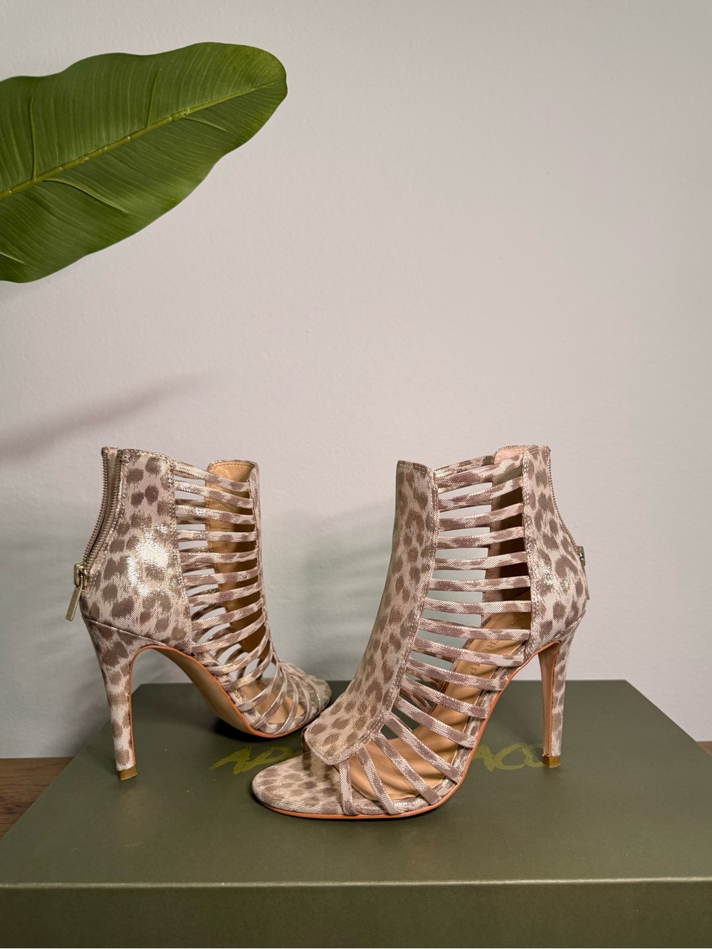 Ivanka Trump Leopard Print Leather Strappy Heels | Size 6 | Excellent Condition